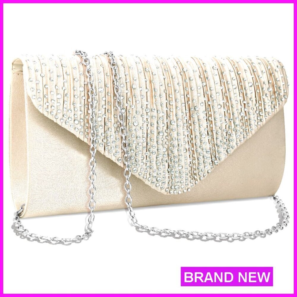 Rhinestone Evening Clutch with Detachable Chain for Formal Events
